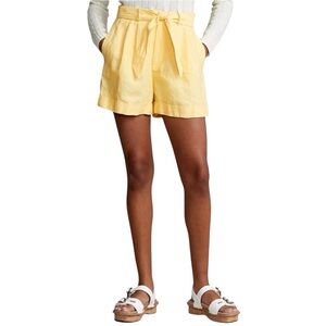 Polo Ralph Lauren Womens Shorts Size 2 Yellow Linen Relaxed Fit Roll Cuffs New
